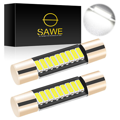 2 x White T6 28MM 9SMD LED Bulb Car Vanity Mirror Light Sun Visor Fuse Lamp 6641