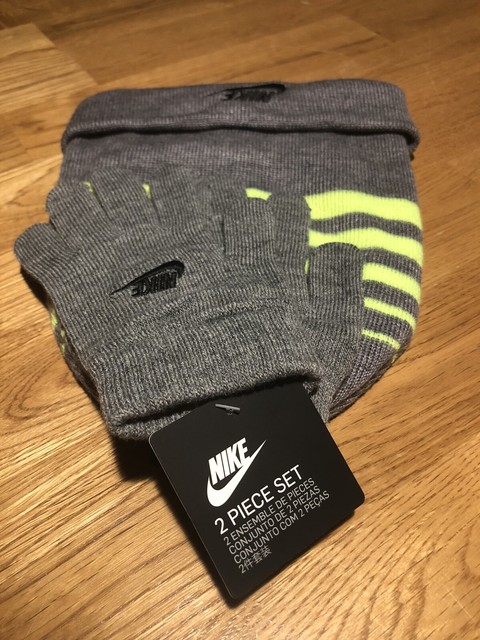 2 PC Nike Black Yellow Boys Youth Knit Beanie Hat Tossle Cap & Gloves Winter for sale online | eBay