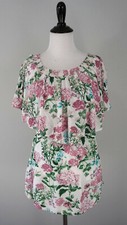 Show Me Your Mumu White Pink Green Floral Spring Ruffle Dress Size Small
