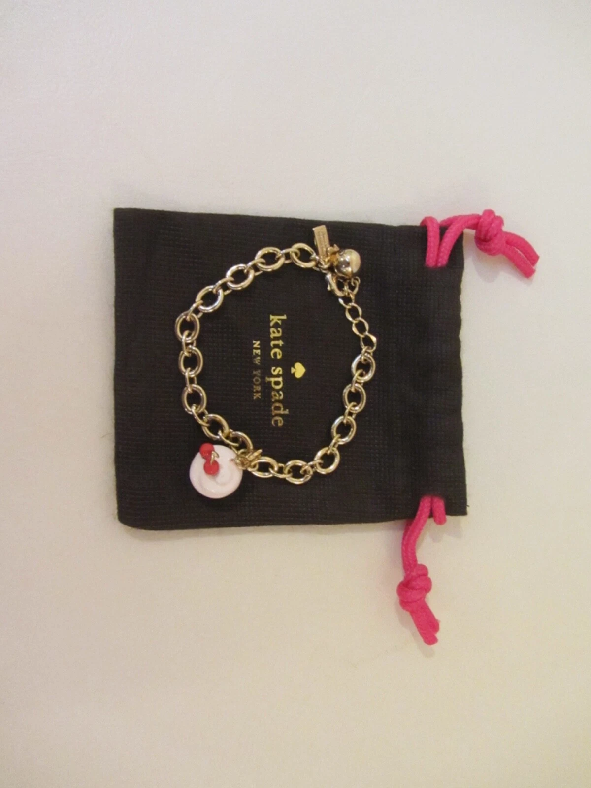 Kate Spade RARO ciondolo cupcake da forno magnolia con bracciale charm tono oro