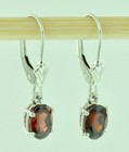 Dangling 1.90 ct  Natural Oval Garnet Earring White gold 14K leverback January  — photo 1