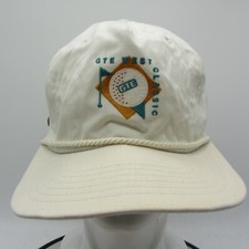 VINTAGE GTE West Golf Classic Hat Adult Strap Back White Ball Cap Rope USA MADE