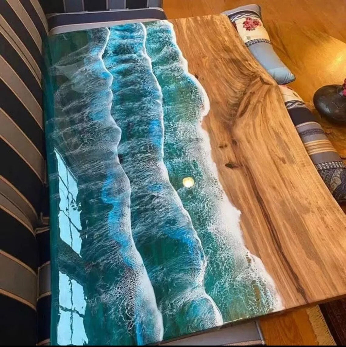 Epoxy Table, Ocean Table ,Wood Dining Table, Epoxy Resin River Table Top  Decor