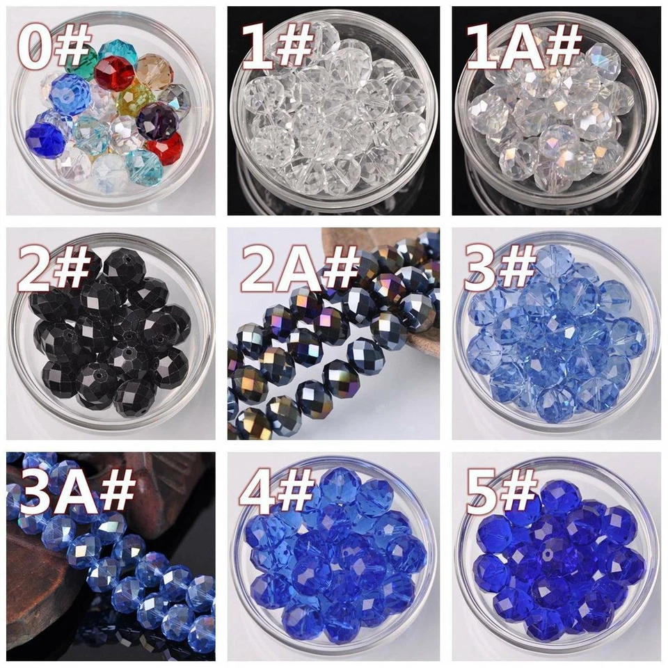 10pcs Large 16mm(16x12mm) Rondelle Faceted Crystal Glass Loose Beads lot Colours - Image 3 of 4