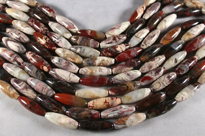 GORGEOUS BRECCIATED JASPER 30x10mm OVAL RICE BEADS 15.5'' Strand 