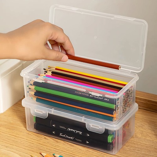 1PC Large Capacity Plastic Pencil Box Stackable Translucent Storage Box _yi - Afbeelding 11 van 13