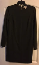 $165 Michael Kors Small Olive Green Stretch Gold Zippers Mini Tunic Sheath Dress