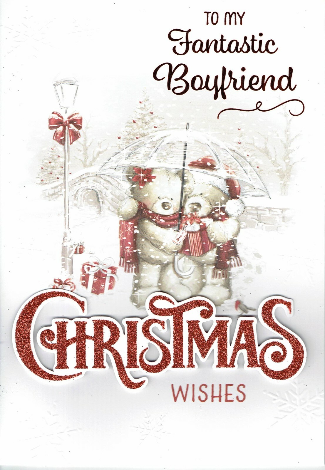 BOYFRIEND  Large CHRISTMAS CARD- Quality card Cute Bears Design