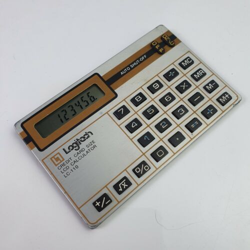 Vintage c.1980 Logitech LC-110 Calculator Credit Card size Calculator - Taiwan - Imagen 1 de 12
