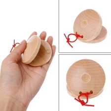 2pcs Spanish Flamenco wood Wooden Castanets Percussion Rhythm Musical Instrument