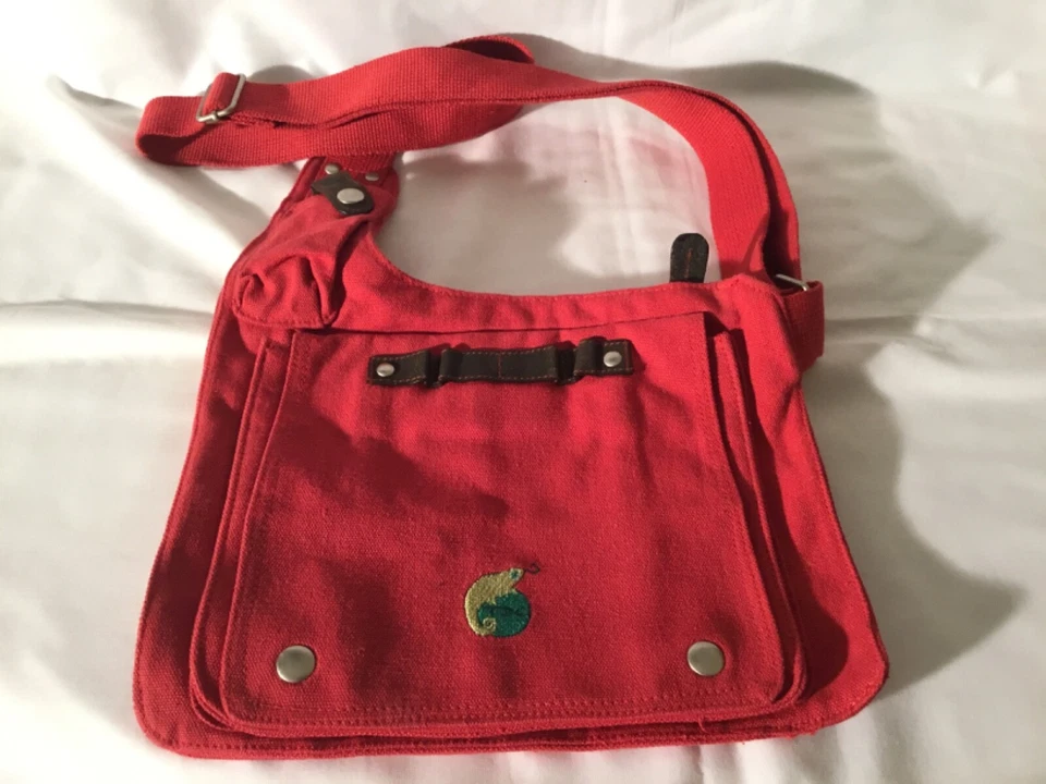Sac à bandoulière Terre de Chanvre, en chanvre et coton Bio, couleur rouge - Photo 2/4