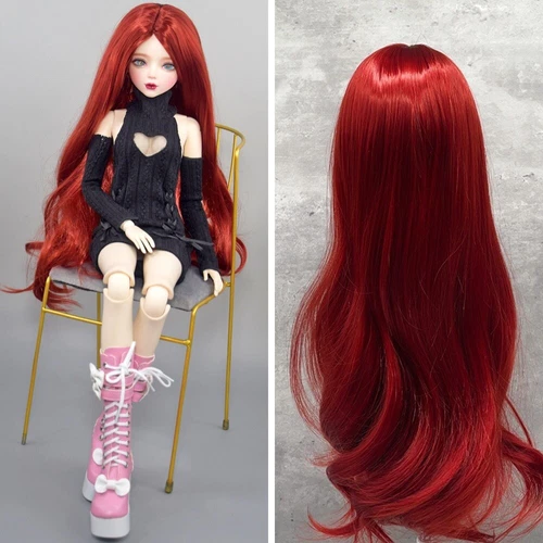 1/3 Cabello Rojo BJD Peluca Larga De Muñeca BJD Suave Peluca Larga Y Ondulada