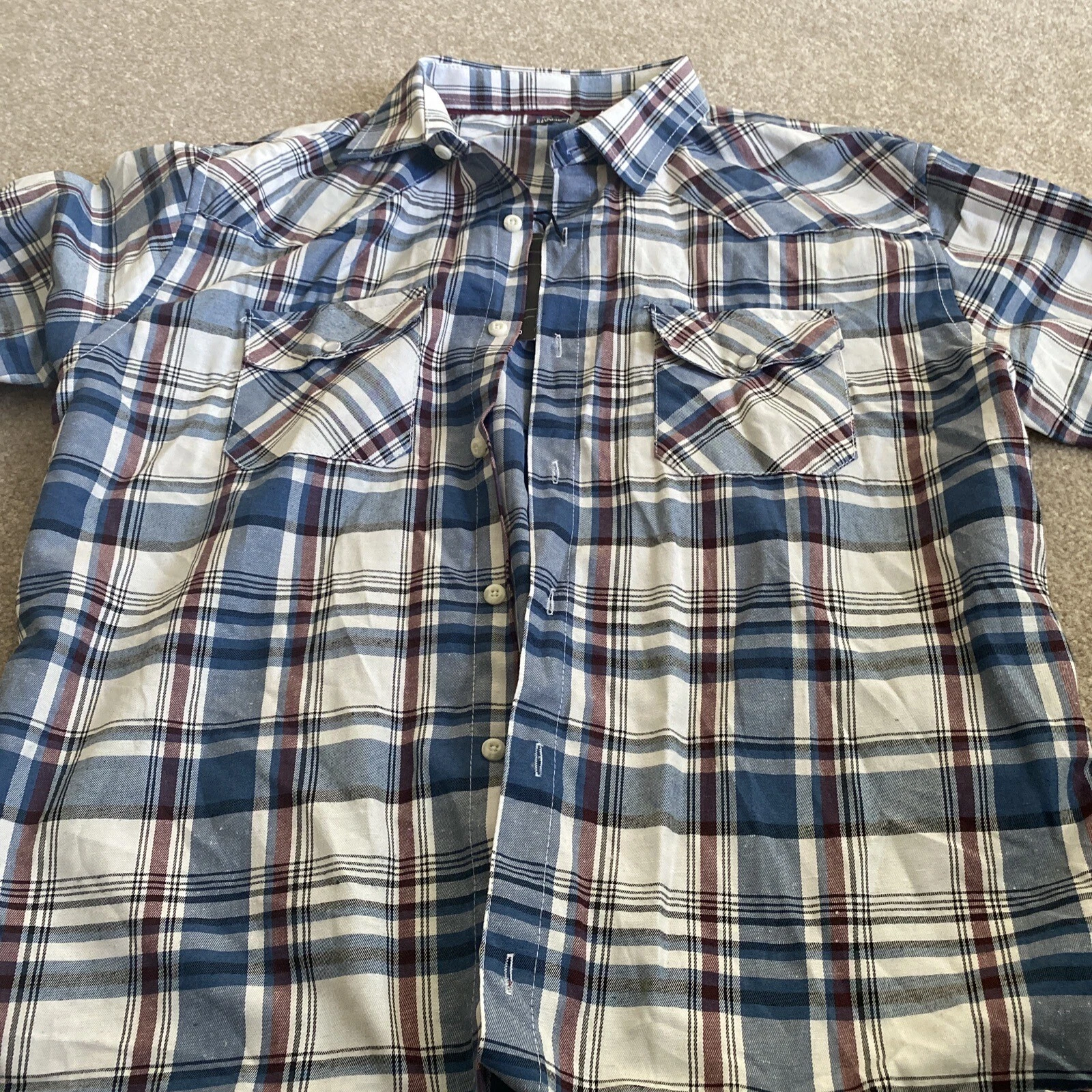 Flannel Shirt Mens Size Large Blue Plaid Casual Cotton Outdoor Adult New
Opens in a new window or ta