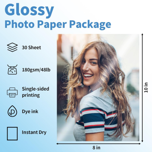 Glänzendes Fotopapier 8 x 10 Zoll, 30 Blatt Tintenstrahl Fotodruckerpapier, Sofort - Bild 2 von 12