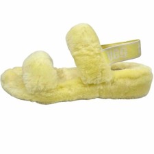 UGG Oh Yeah Slide Size 10 Yellow Slingback Slipper Dyed Sheep Fur Backstrap