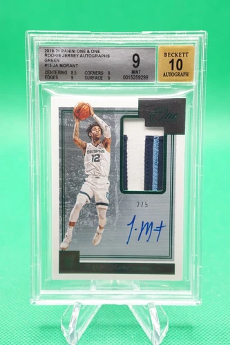 2019-20 Panini One and One Rookie Jersey Auto Green 2/5 Ja Morant RPA BGS 9 R622