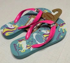 Havaianas Unisex Child Slim Unicorn Flip Flop Rubber Girls 2 Sandal Pink Blue