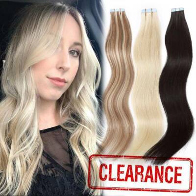 Virgin 20/40pcs Tape in 100% Remy Human Hair Extensions Skin