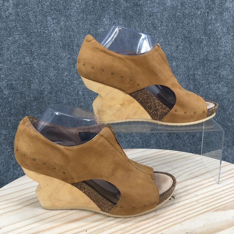 Zapatos de tacón Tsubo para mujer 9,5 de madera 8242-NWEA de cuero marrón sin cordones Foto 2 de 4