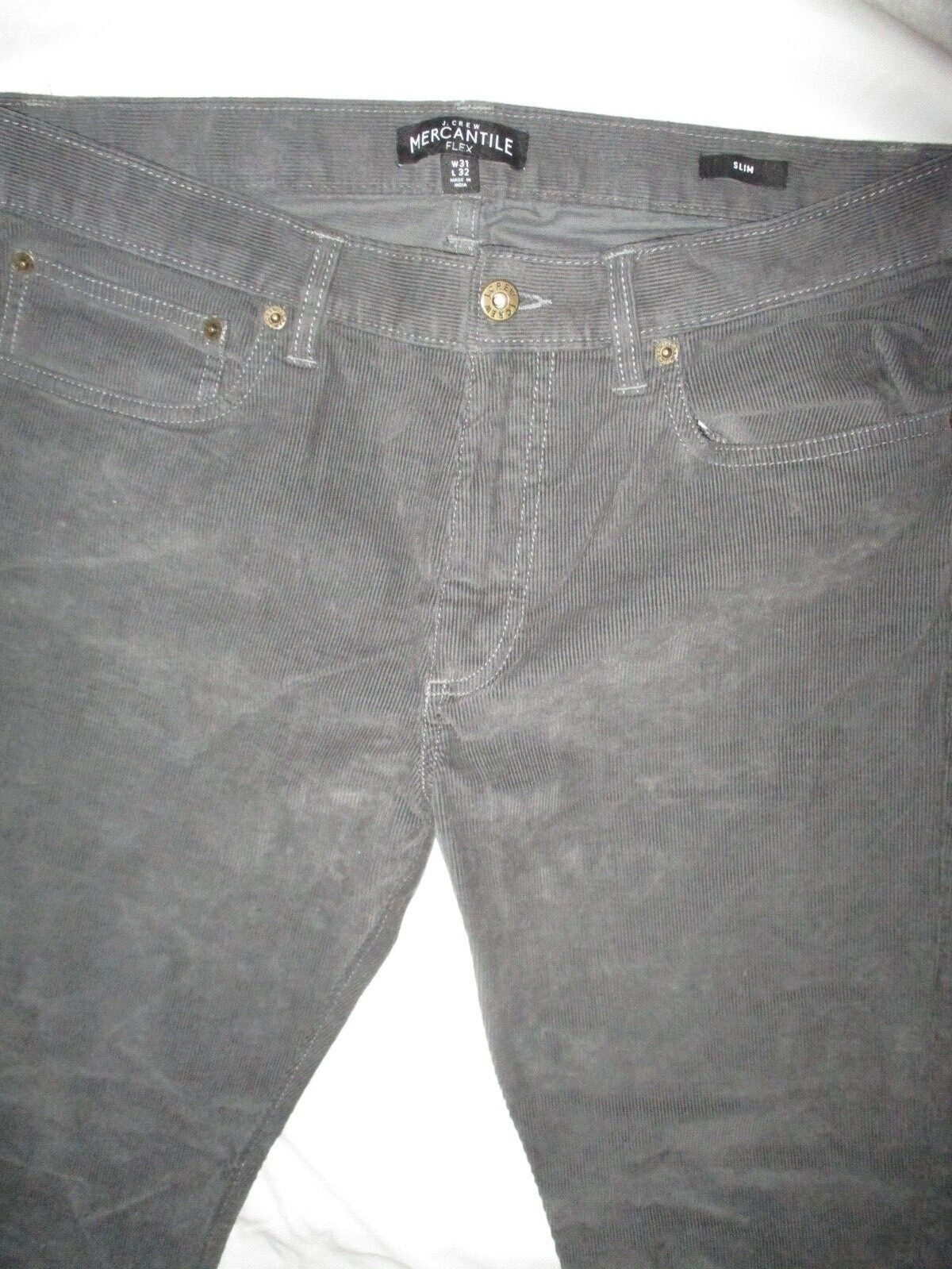 LKNW J. CREW Mercantile Flex Slim men's jeans gray stretch corduroy 31