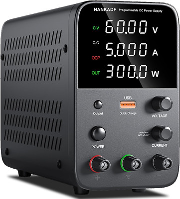 Adjustable DC Power Supply 60V 5A with USB Quick-Charge & Encoder Knob