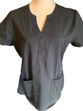 C By Barco Scrub Top Black Size Medium Decorative Buttons