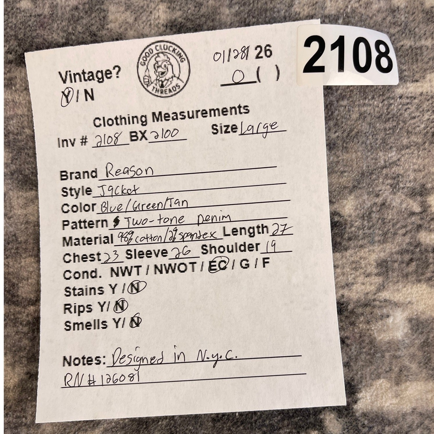 REASON Patchwork Denim Jacket Mens Large Distress… - image 4