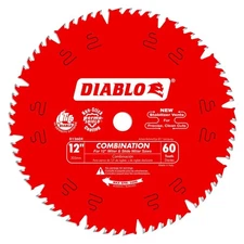 Diablo 12in Wood Combination Saw Blade 60T 1in Arbor .118 Kerf 15° Hook 6000 RPM