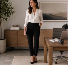 Quince Black Petite Pull On Pants Stretch Casual Comfortable Womens
