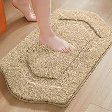 Bathroom Rug Mat Extra Soft Absorbent Washable NonSlip Beige Size 2032