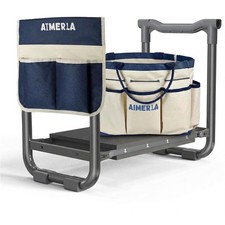 Foldable Garden Kneeler & Seat - Heavy Duty with Thick Kneeling Pad & Tool Bags