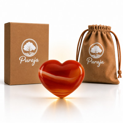 PURAJA Edelstein Herz: Karneol | Herz aus Naturstein | Kristall Herz | Geschenk 