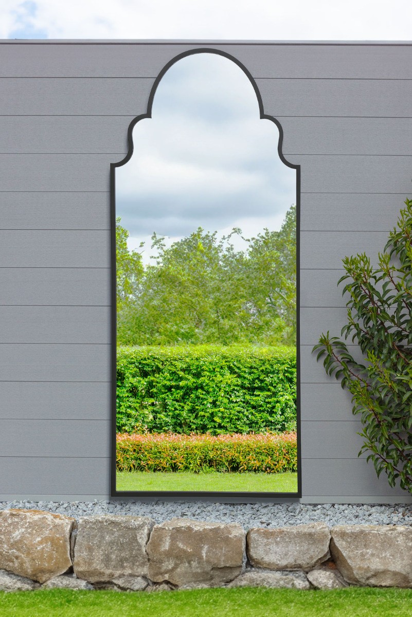 The Arcus New Extra Large Black Framed Arched Garden Mirror - 79""x 33"" 200x85cm