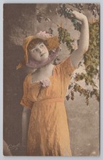 Tuck Carbonette 4373 In Garden Fair Hand Coloured RPPC Glamour