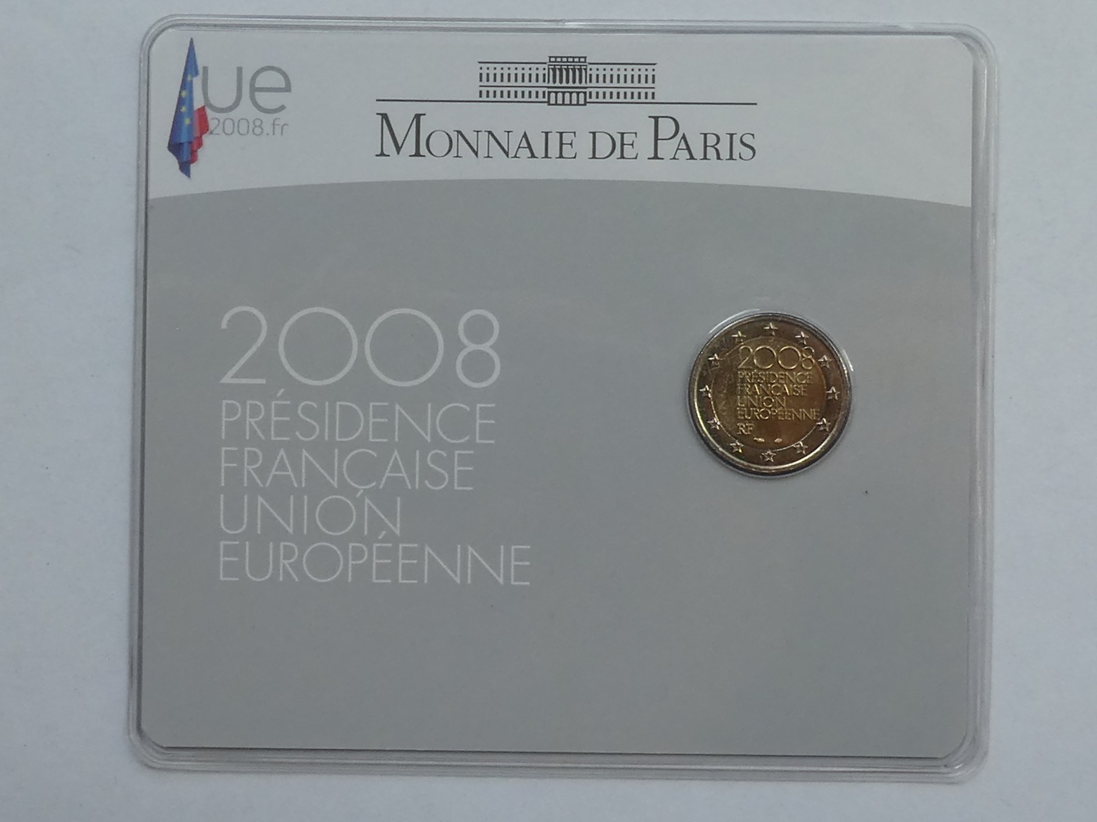 France, 2 euros 2008, présidence du Conseil de l'UE, Coincard