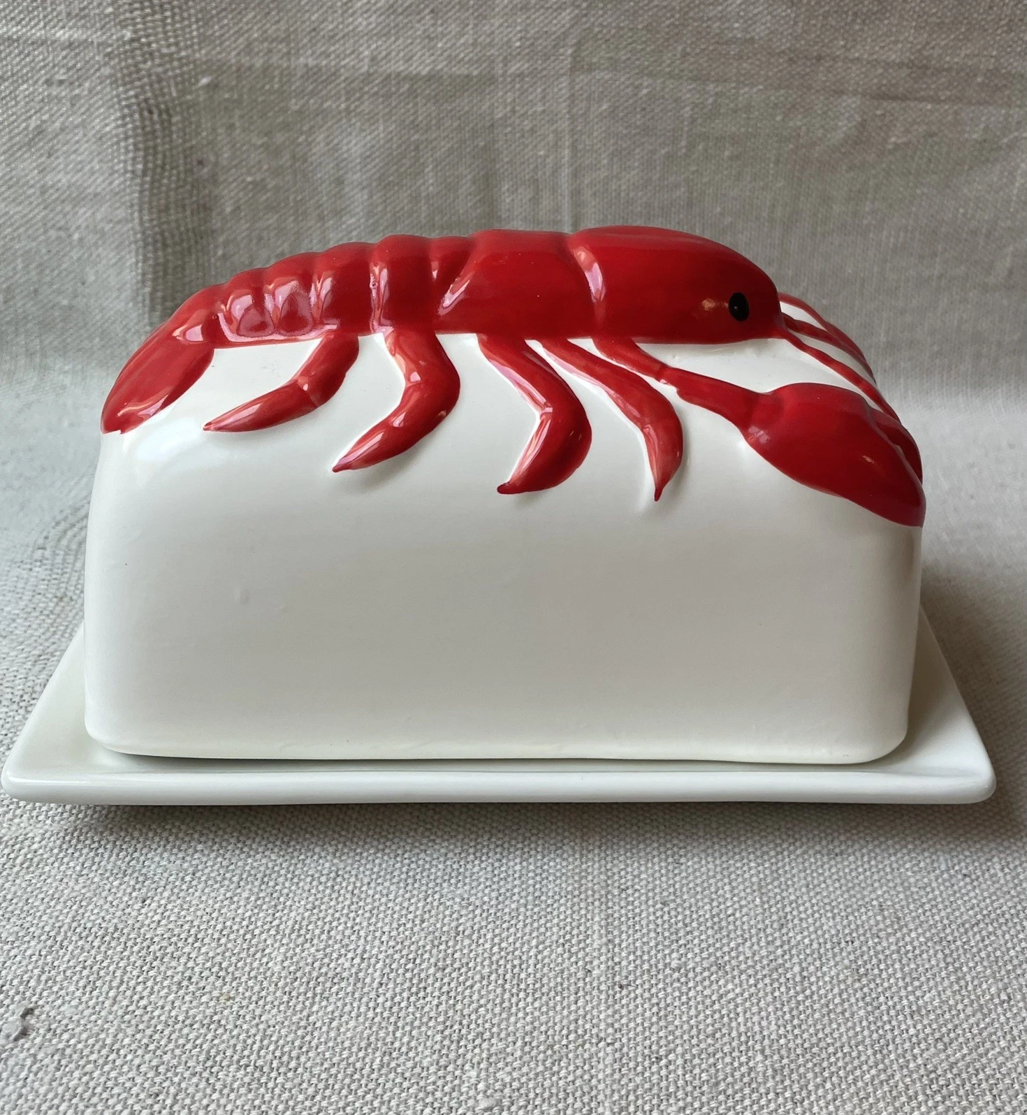 Red Lobster Ceramic Butter Dish Wild Eye Designs New with Tag