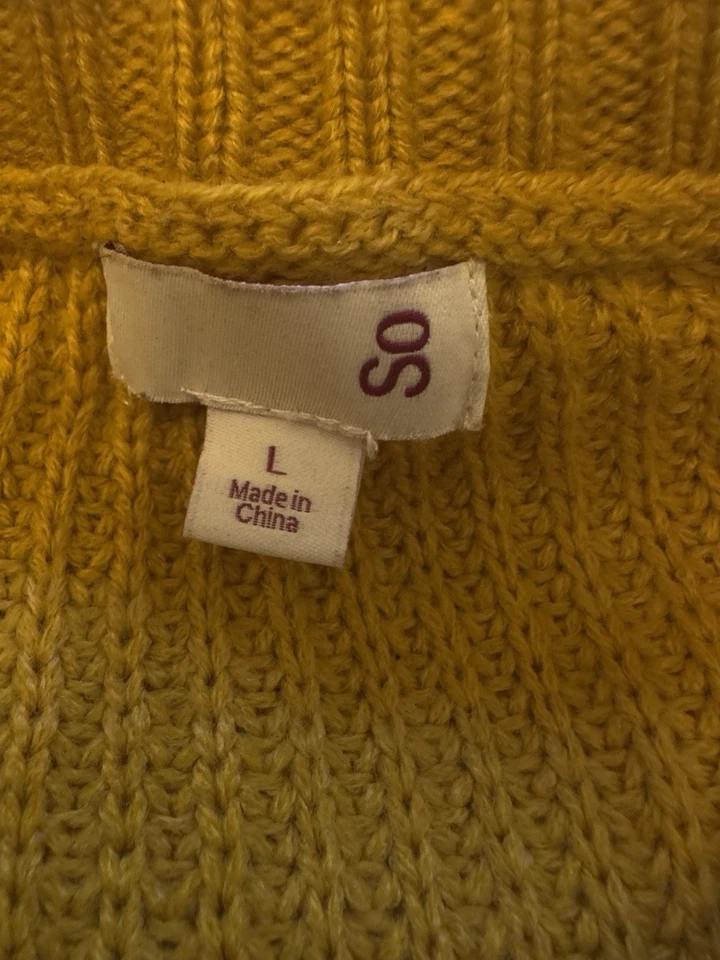 Suéter básico grueso de manga larga amarillo mostaza talla L SO para mujer y dama Foto 2 de 4