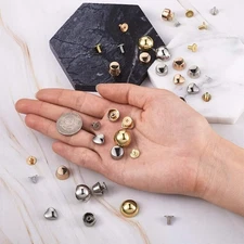 32 Sets Handbag Purse Feet Screw Back Spike Rivet Cone Flat Head Round Nailhe...