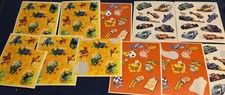 Lot of 11 Vintage STICKER Sheets Partial Sheets Dinosaurs , Cars, Sports