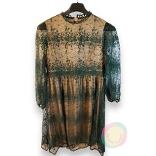 NWT JJ's House Green Lace Midi Dress XXL High Neck A-Line Wedding Guest Formal