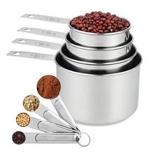 Stainless Steel Measuring Cups and Spoons Set 8 Piece Essential Kitchen Tools