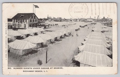 Rockaway Beach Summer Guests Long Island New York Tents Seaside 1907 Postcard
