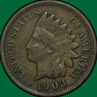 1903 Indian Head Cent Extremely Fine XF Coin, Corrosion #35352