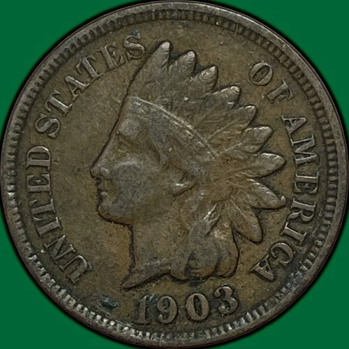 1903 Indian Head Cent Extremely Fine XF Coin, Corrosion #35352
