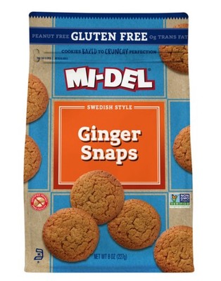   New Midel GINGER SNAPS Gluten Free Soft Crunchy Baked Peanut Free Cookie 8oz