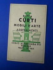 Cartolina Cartoncino pubblicità Curti Arredamenti Mobili  Torino Art Deco NV