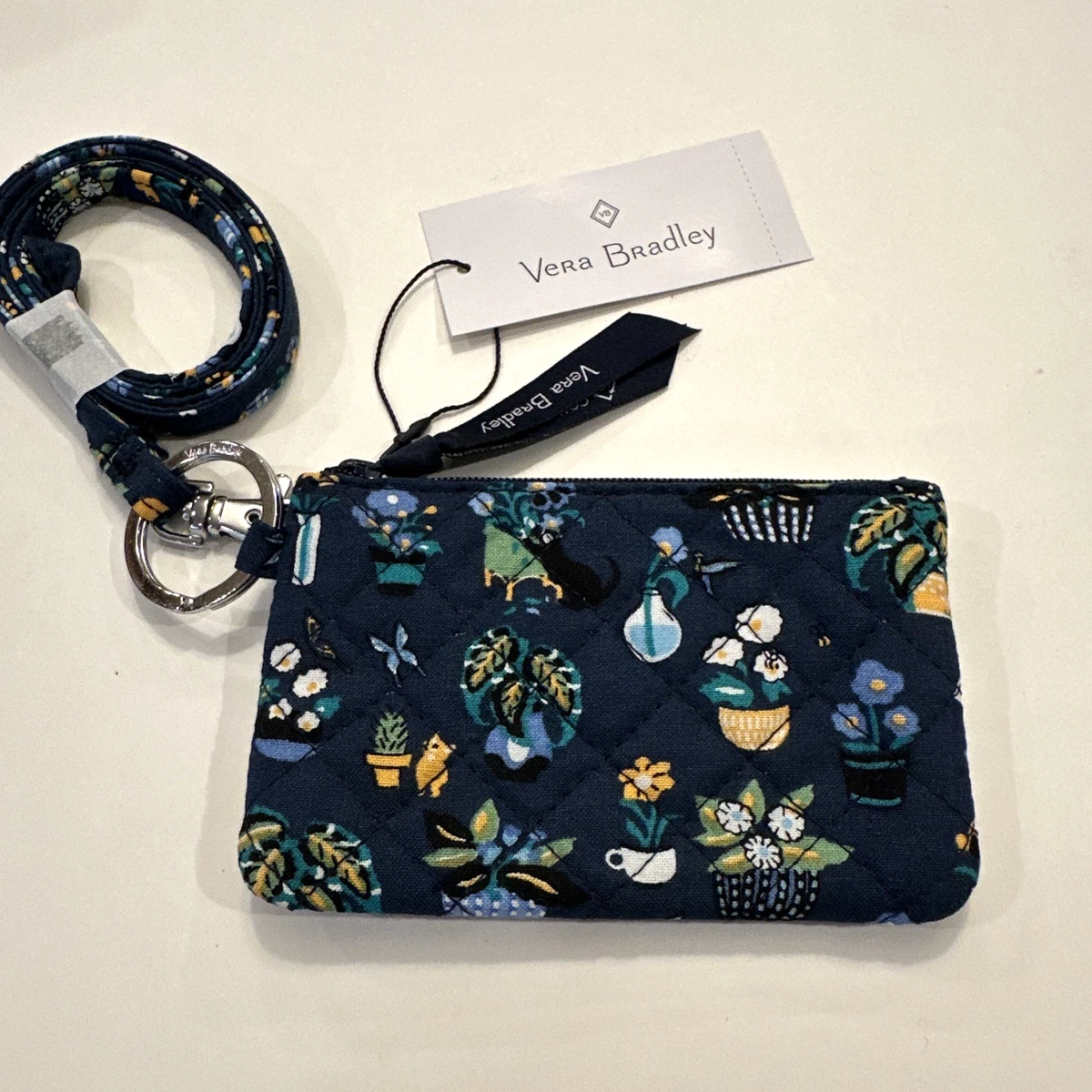 NWT Vera Bradley Zip ID Lanyard Plants NEW Case Coin Purse Pouch