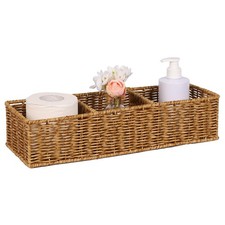  Larger Compartments Toilet Tank Topper Paper Basket - 3 Water-resistant Com...