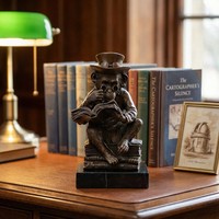 Hochwertige Bronze Figur Affe Mit Buch Auf Marmorsockel, Patiniert, H.22 Cm