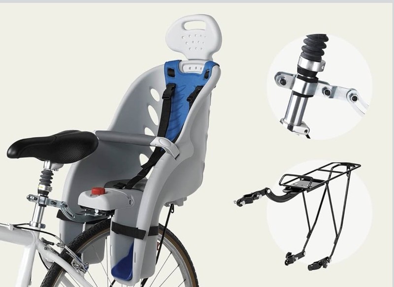 Schwinn Deluxe Bike Child Carrier Rear Mounted Bike Seat , Quick-Release Harness